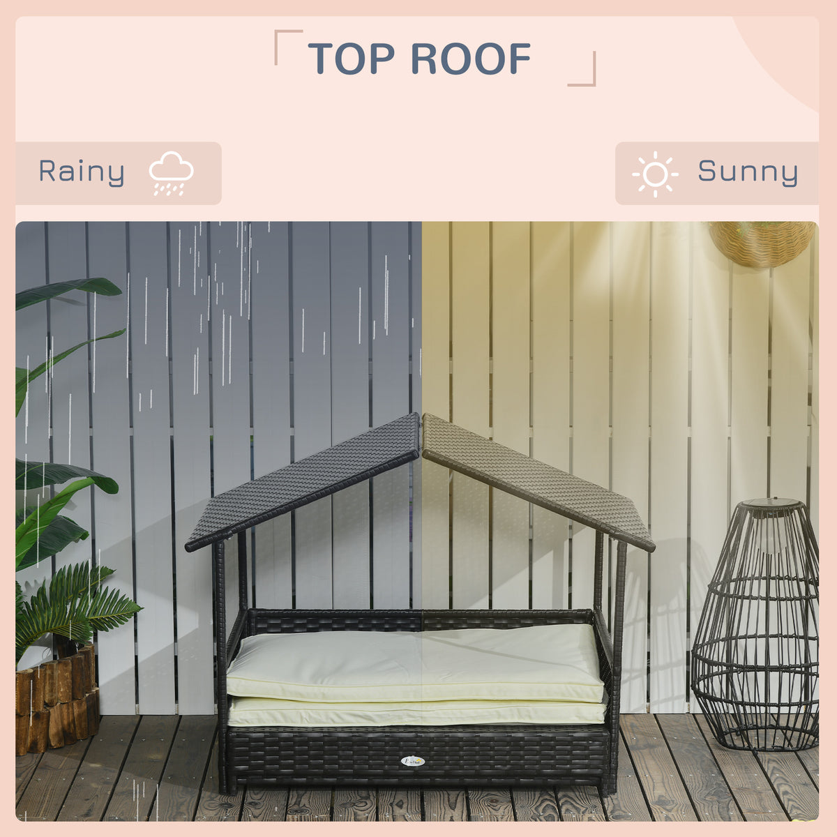 Elevated Dog House with Canopy for Medium Dogs