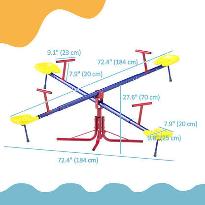 Kids Metal 4-Seater Outdoor Seesaw Teeter Totter