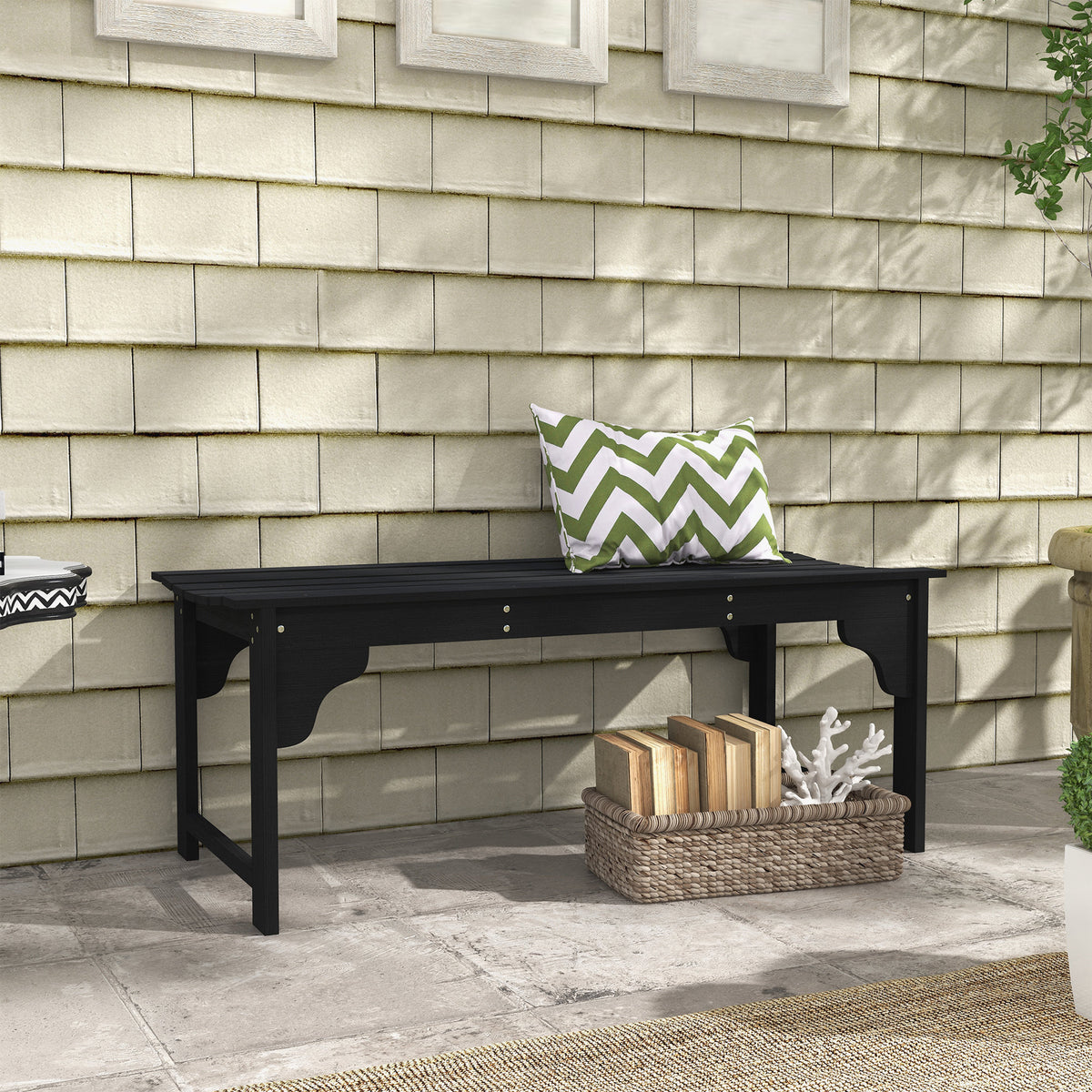 Wooden garden bench two-seater — natural