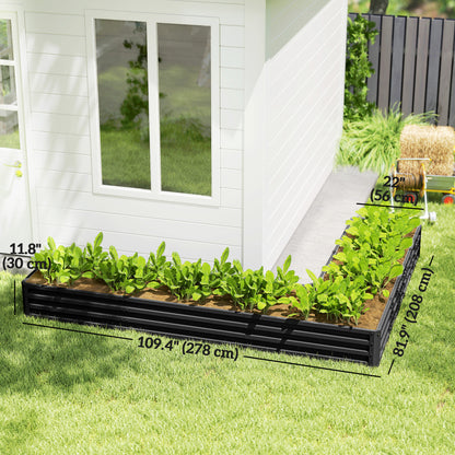 L-Shaped Raised Garden Bed 208 cm Galvanized Steel