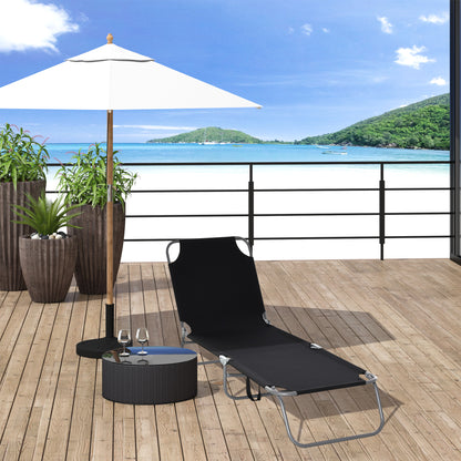 Folding Outdoor Lounge Chair with Adjustable Backrest
