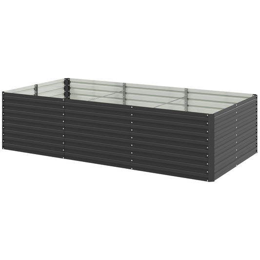 240x120x60cm Raised Garden Bed - Black Galvanized Planter