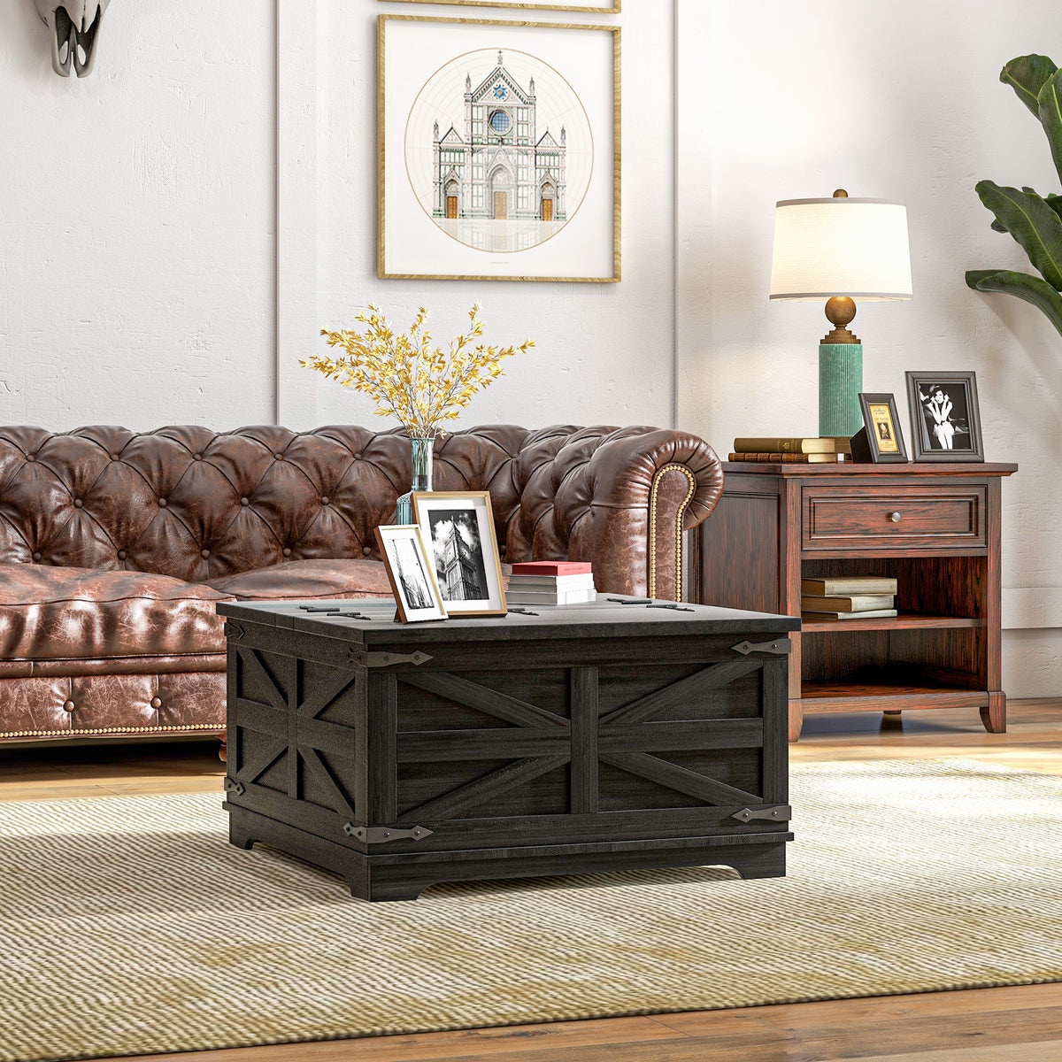 Farmhouse coffee table with hidden storage