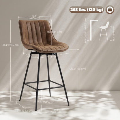Swivel Bar Stools with Backrest and Footrest