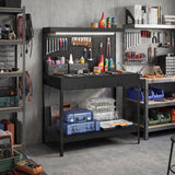 Heavy-Duty Workbench with LED Light and Power Outlets