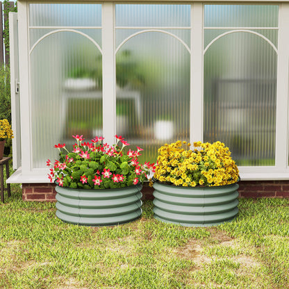 Set of 2 Raised Garden Beds Galvanised Steel Safety