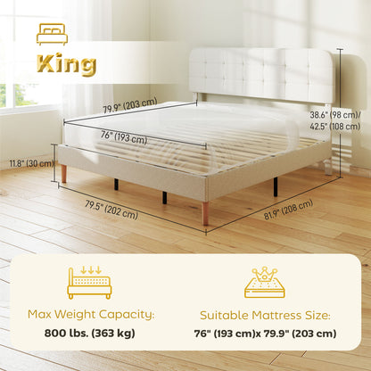 Queen Upholstered Platform Bed Frame with Adjustable Headboard