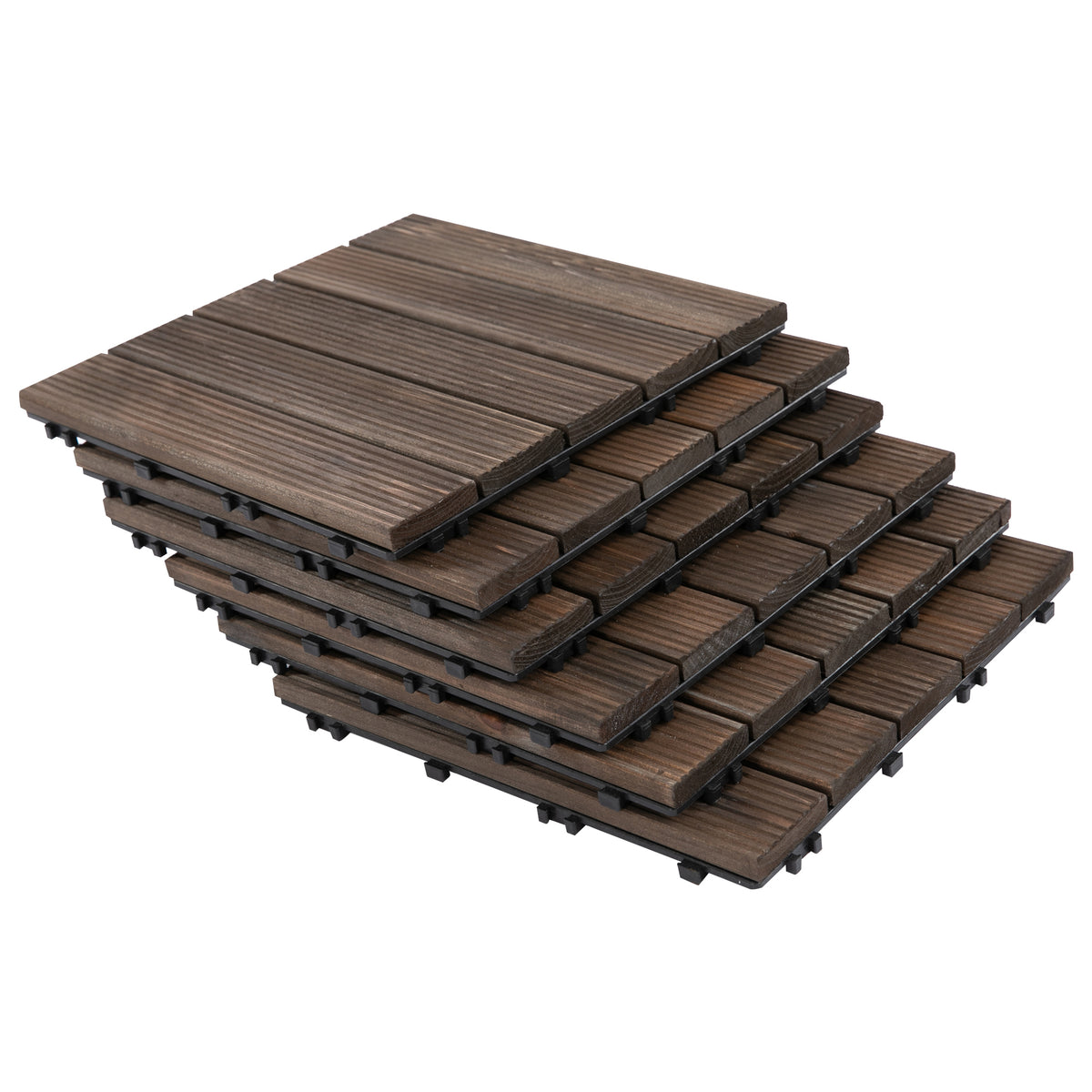 Interlocking Wood Deck Tiles — 27-Piece Set