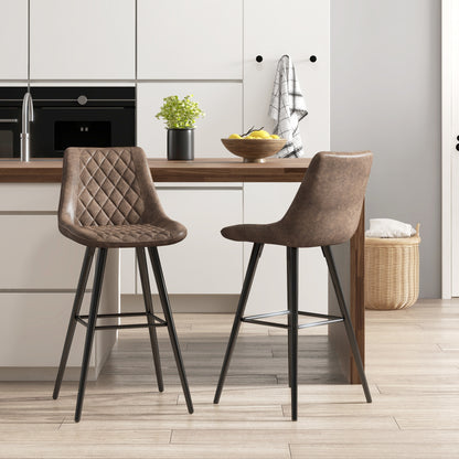 Set of 2 Modern PU Leather Bar Stools