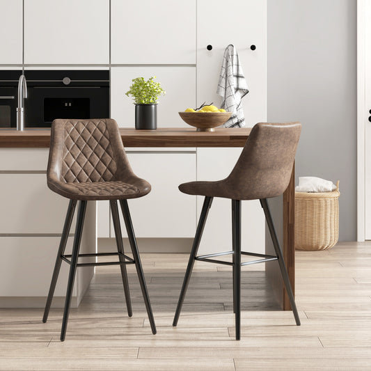 Set of 2 Modern PU Leather Bar Stools