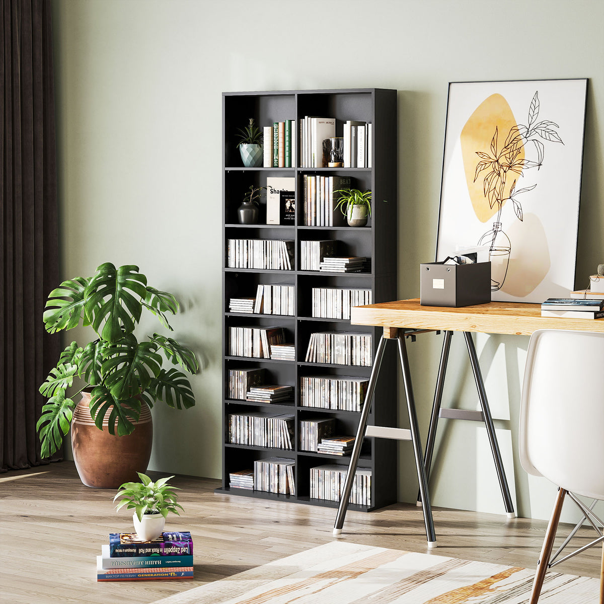 9-Tier Media Shelf 18 Compartments Adjustable