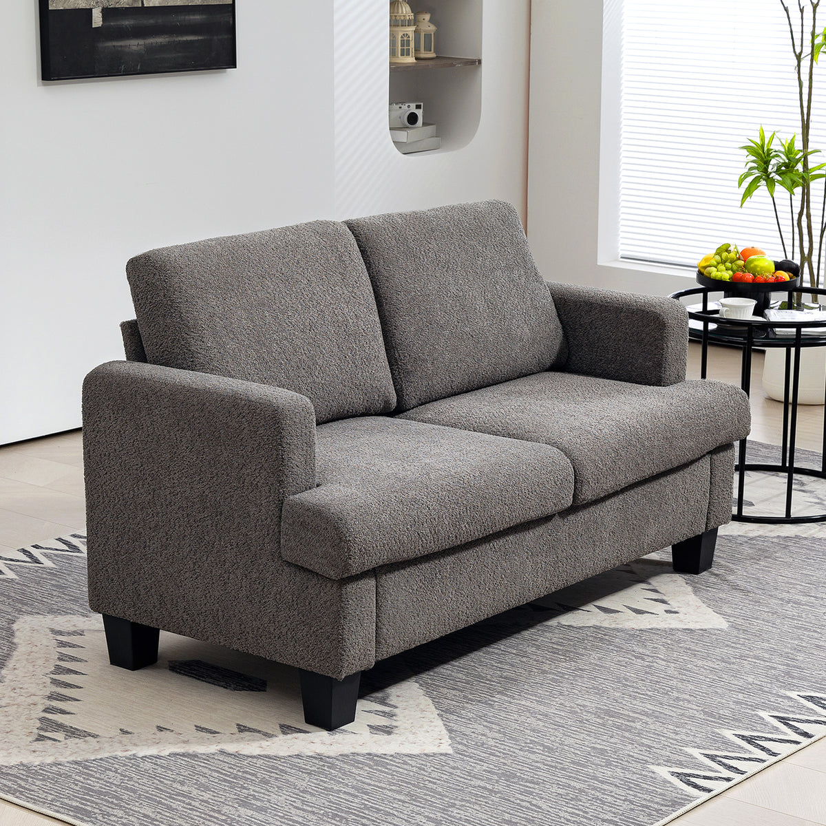 2-Seater Chenille Loveseat Sofa with Washable Cushions