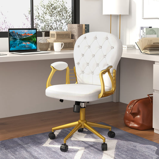 Velvet Swivel Office Desk Chair Button Tufted