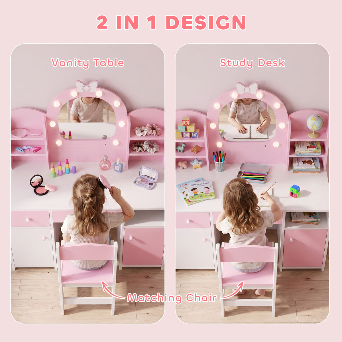 Kids Vanity Set with Lighted Mirror