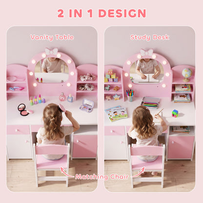 Kids Vanity Set with Lighted Mirror