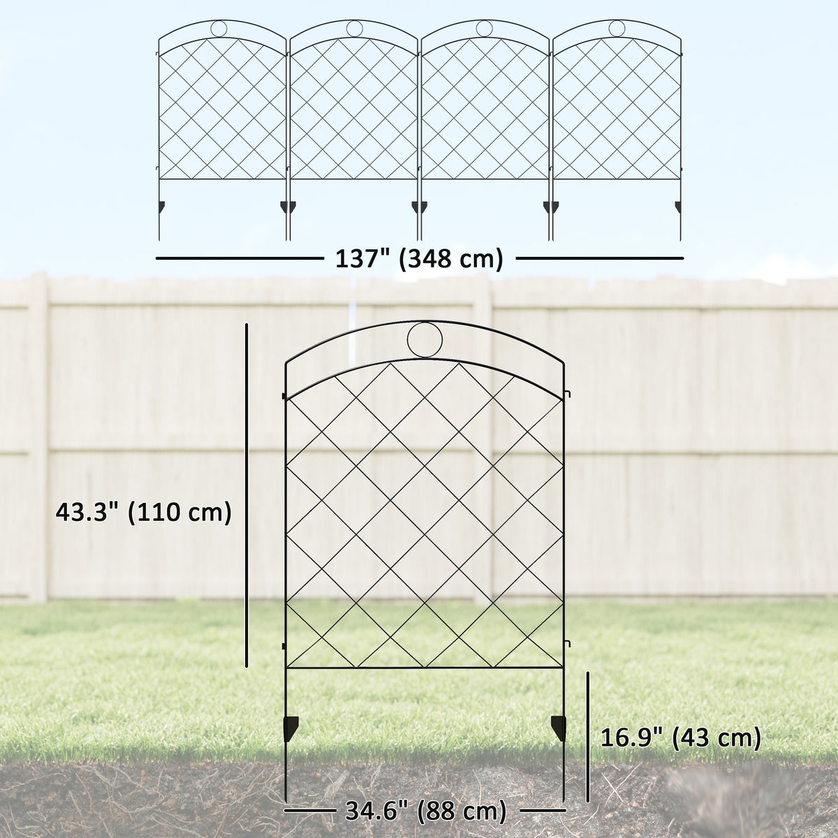 Valla decorativa para jardín — paquete de 4, barrera para animales