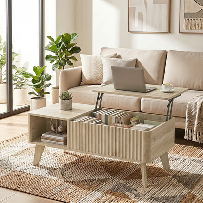 102 cm Fluted Lift Top Coffee Table