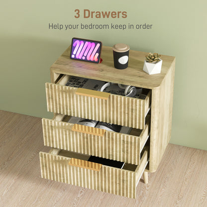 Modern 3 Drawer Fluted Chest of Drawers