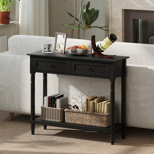 Entryway Console Table with 2 Drawers and Shelf