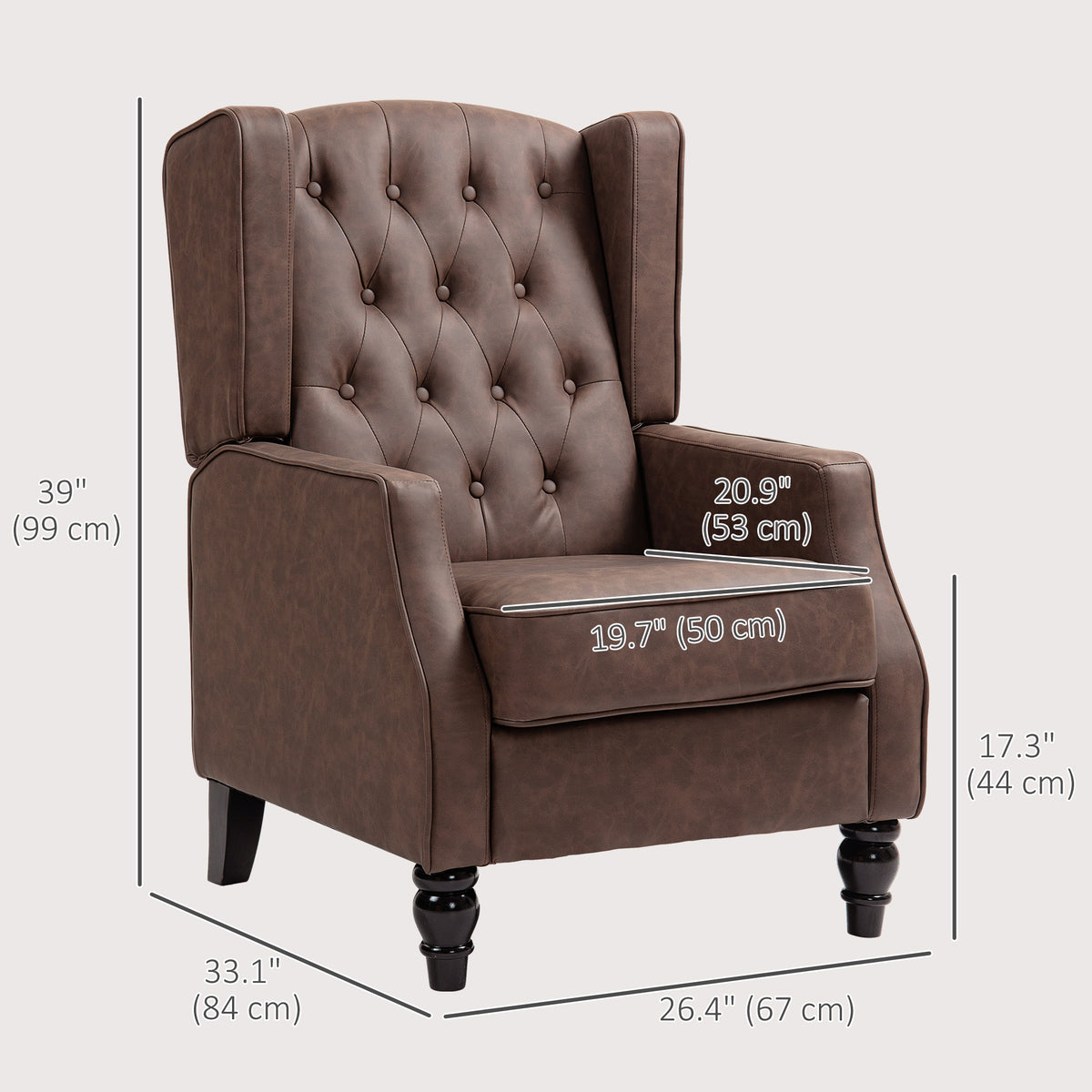 Sillón auxiliar de cuero sintético con relleno grueso — caqui