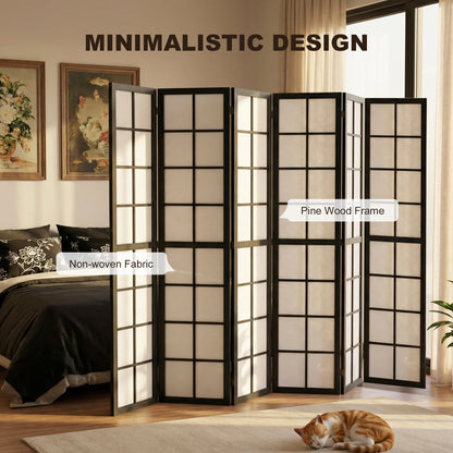 Biombo plegable de 4 paneles de madera de pino