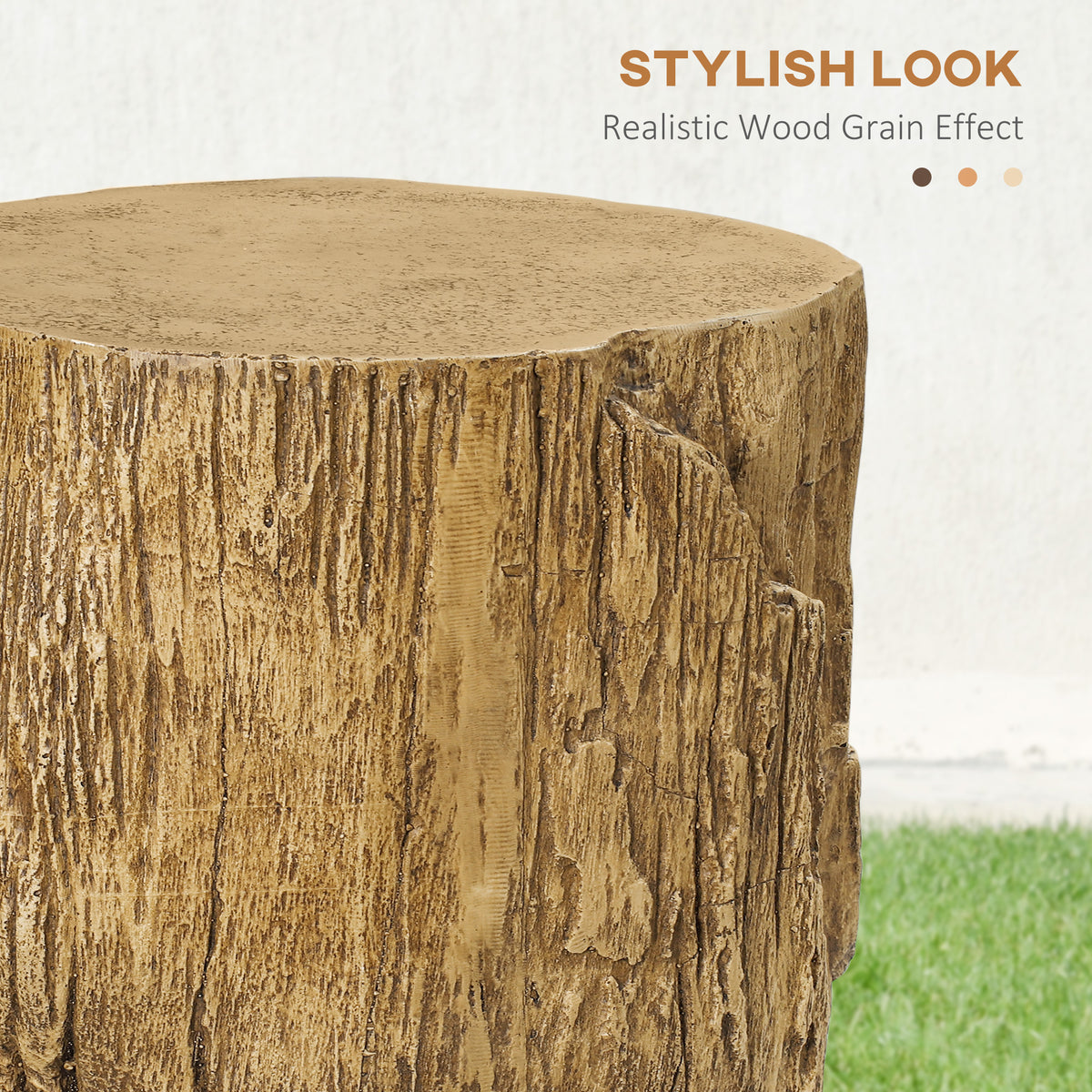 Concrete finish tree stump side table