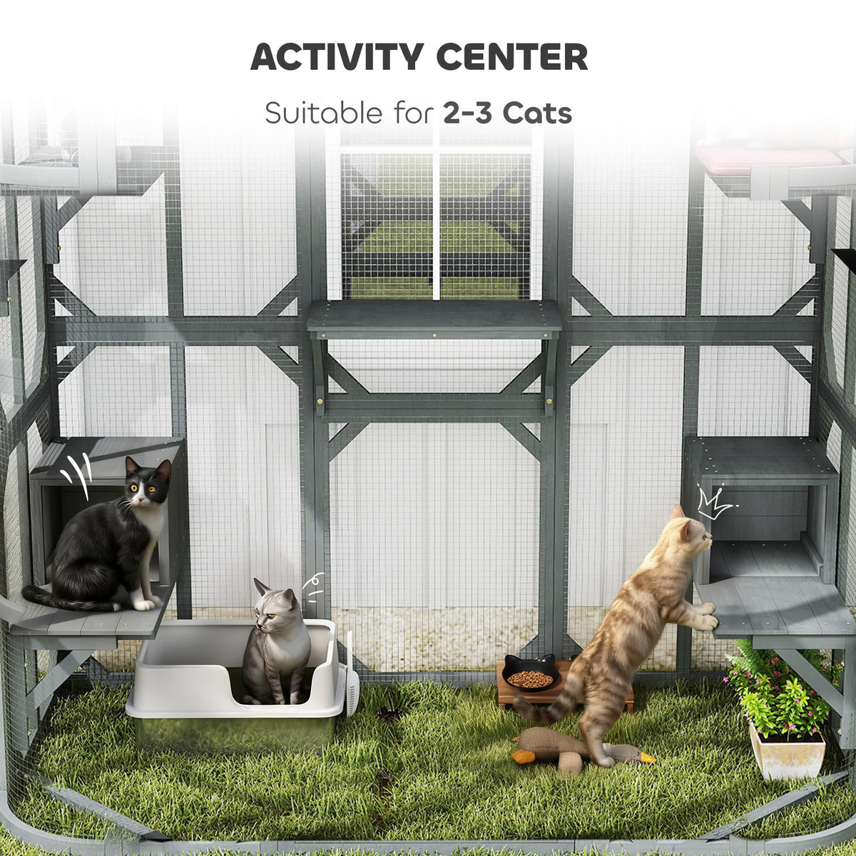 Wooden Multi-Level Outdoor Cat Enclosure