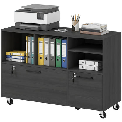 Mobile file cabinet with charging station and lock