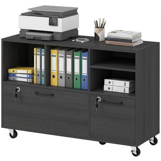 Mobile file cabinet with charging station and lock