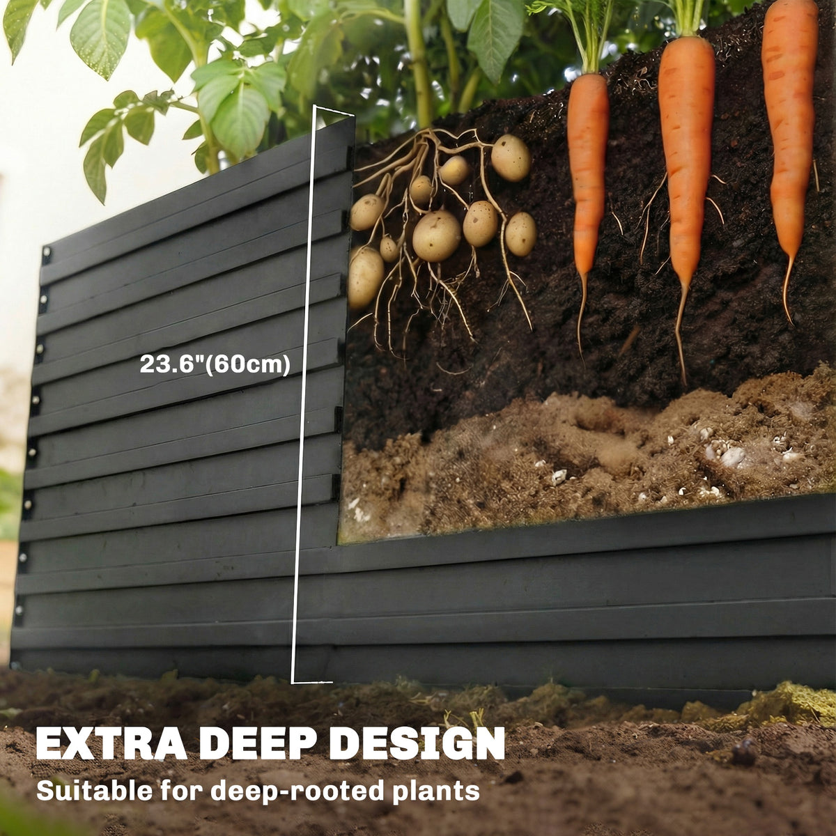 240x120x60cm Raised Garden Bed - Black Galvanized Planter