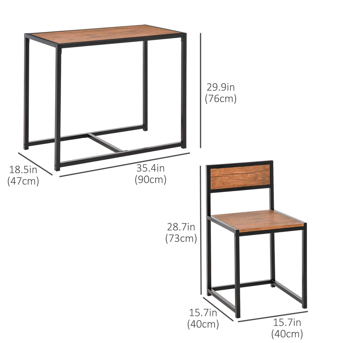 Industrial dining set for 2 persons