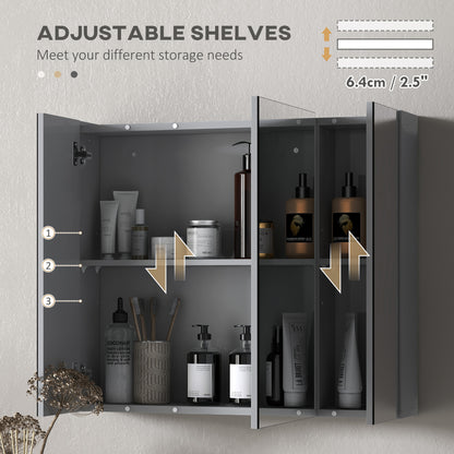 Armario de pared para baño con espejo y 3 puertas