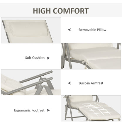 Folding Outdoor Chaise Lounger 7-Position Adjustable with Cushion