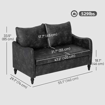 Loveseat Sofa PU Leather with Wood Legs