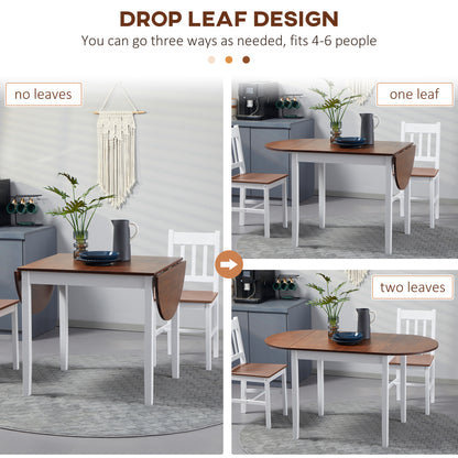 Mesa de comedor abatible de pino macizo para espacios pequeños