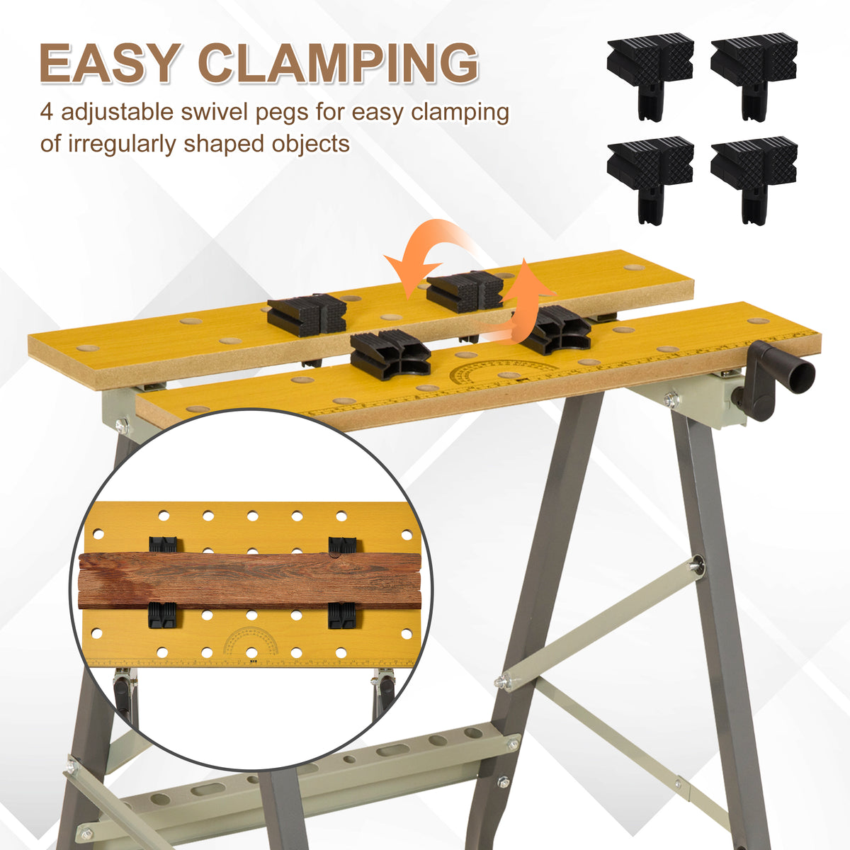 Foldable Work Bench 100 kg Capacity with 4 Adjustable Clamps