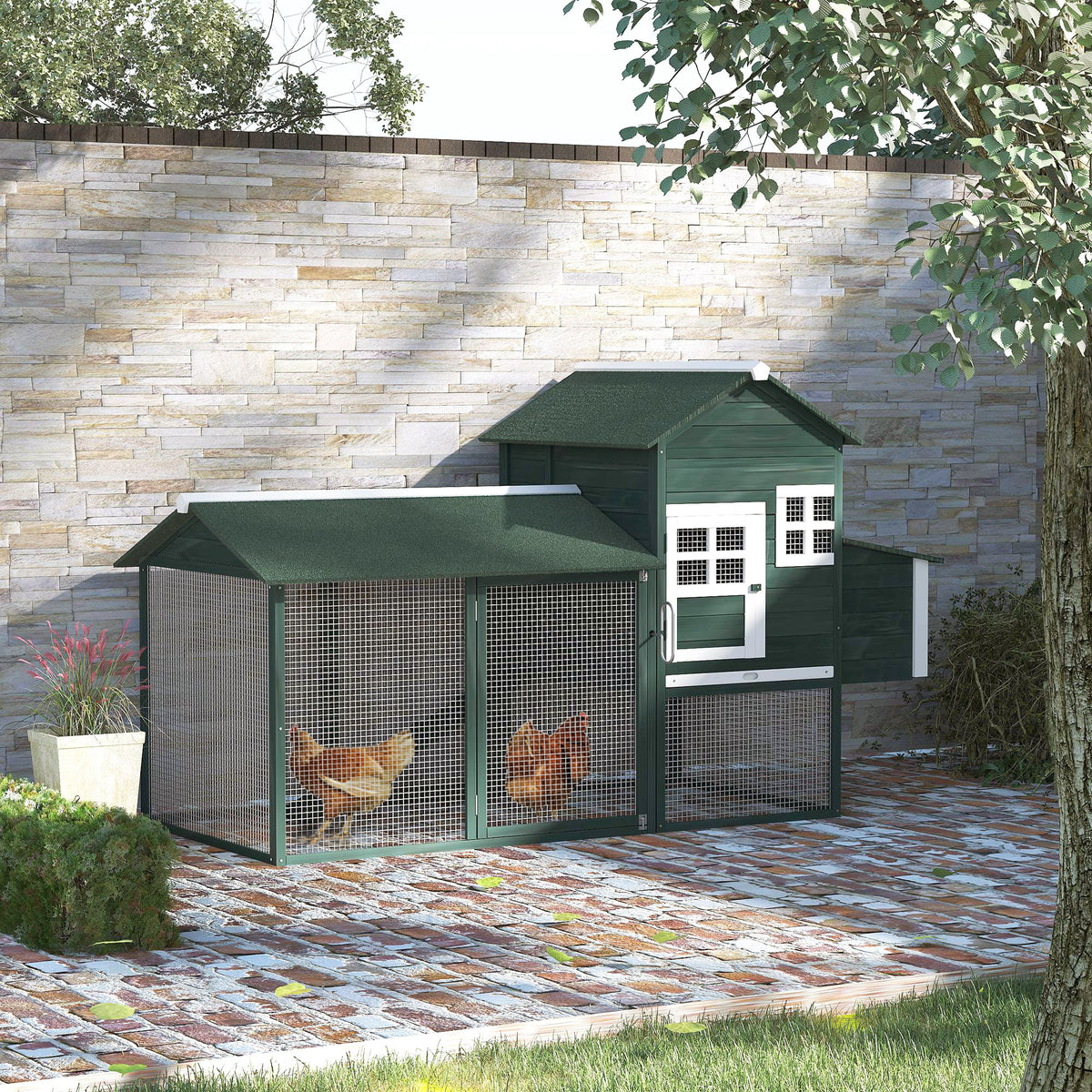 Wooden Chicken Coop with Run and Nesting Box