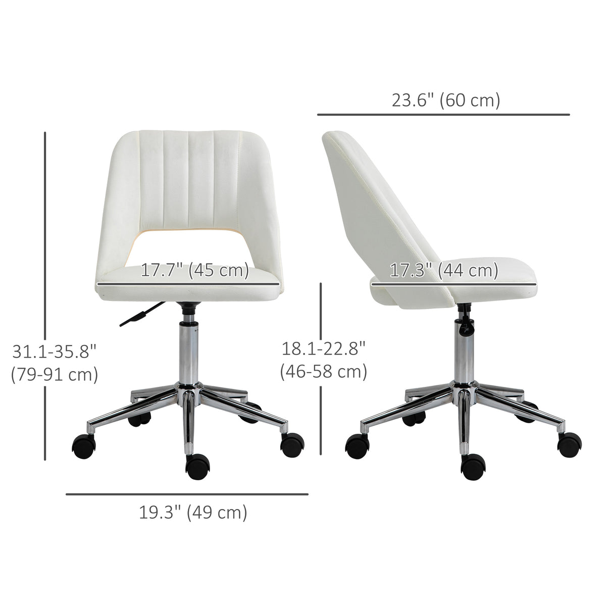 Silla de oficina giratoria de terciopelo con respaldo de concha
