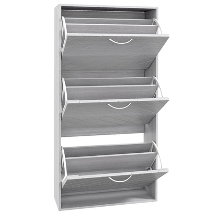 Narrow 3-tier flip drawer shoe storage cabinet