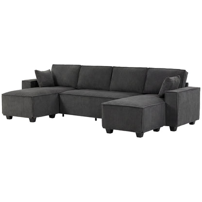 Modular U-shaped Sectional Sofa with Double Chaises
