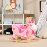 Plush musical unicorn rocking horse