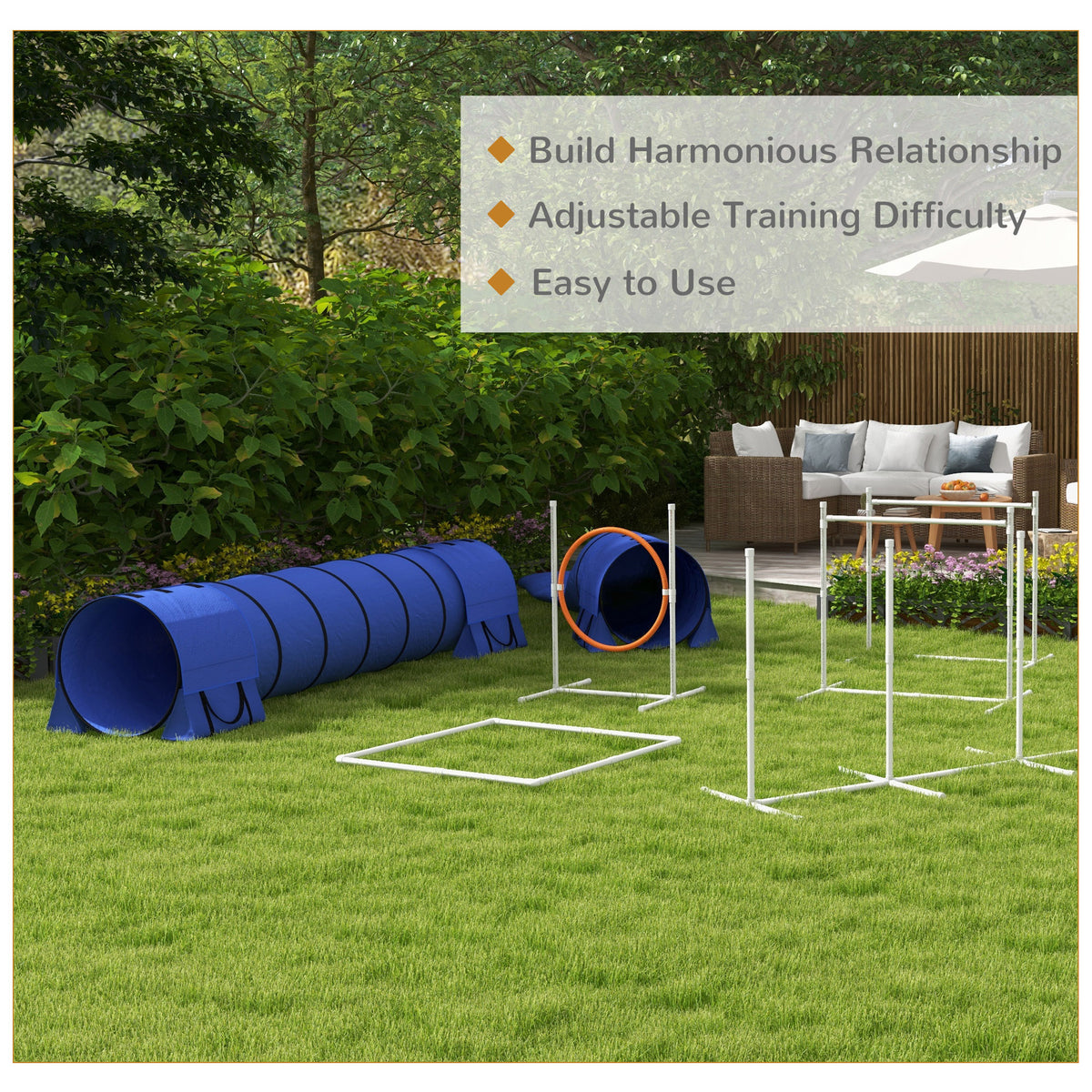 Dog Agility Kit 7 Pieces with Tunnels