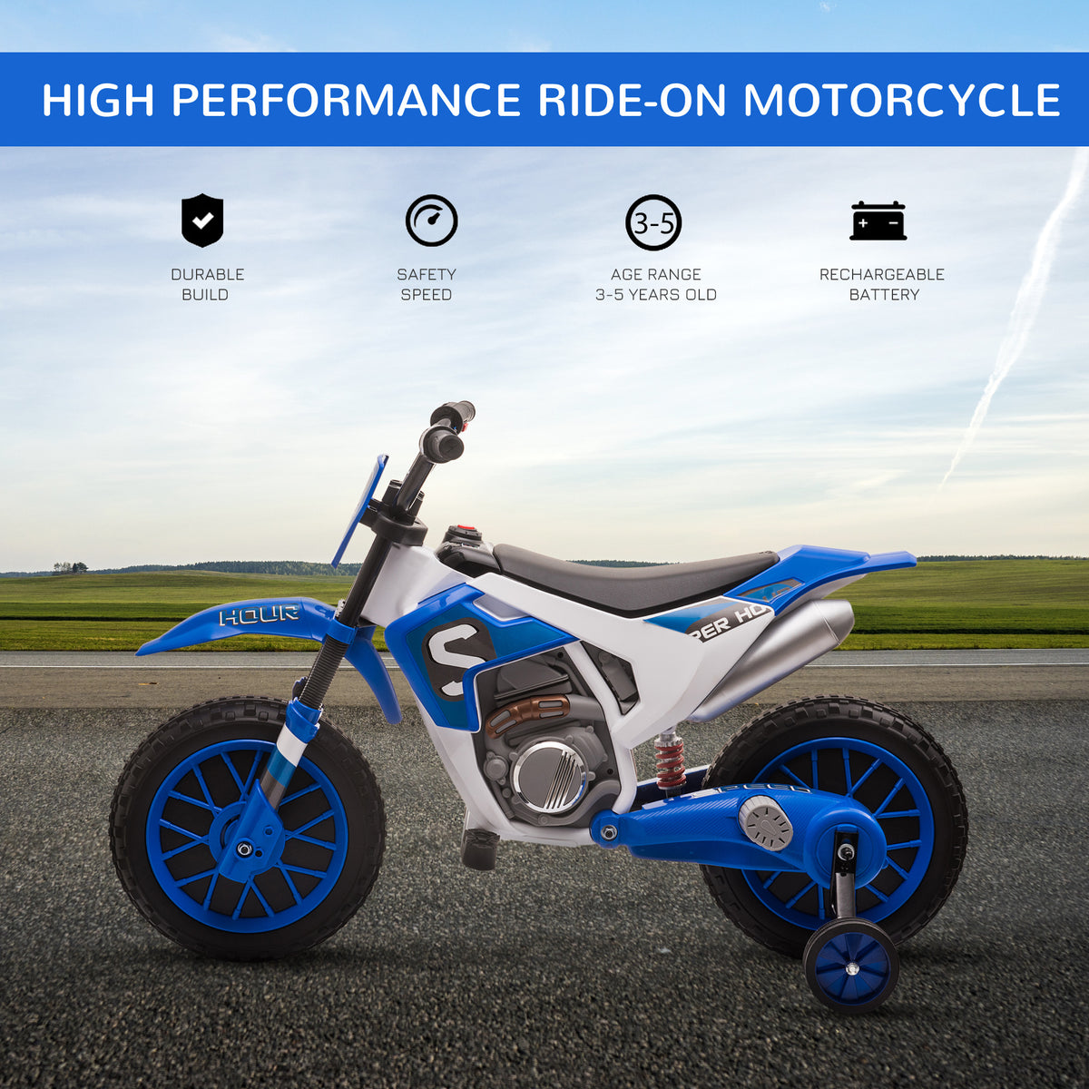 Electric motorcycle kids 12V removable wheels