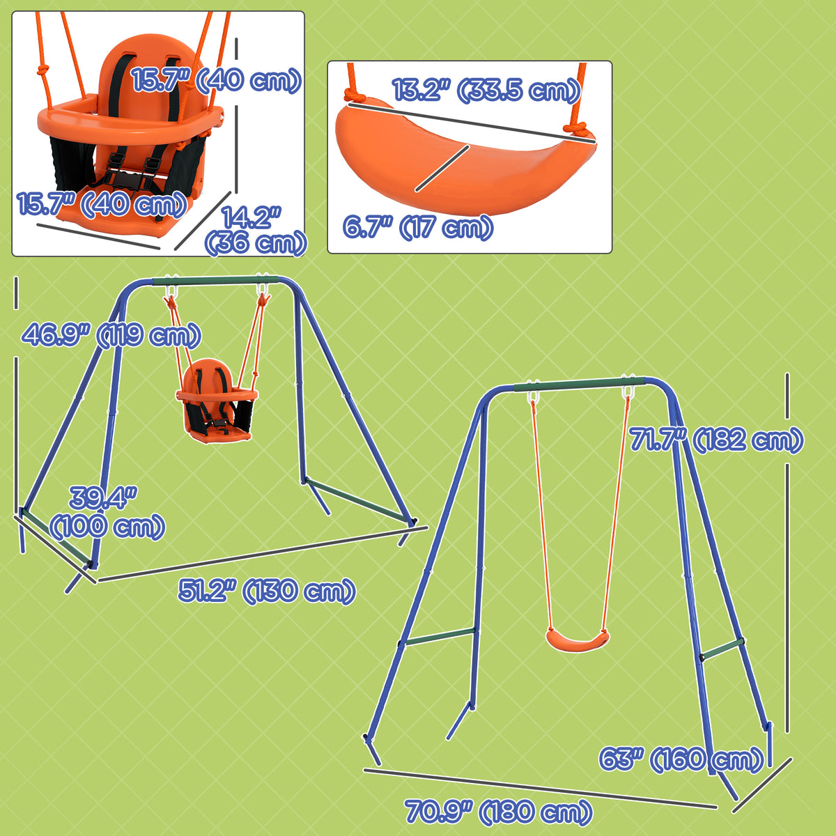 Kids outdoor swing set