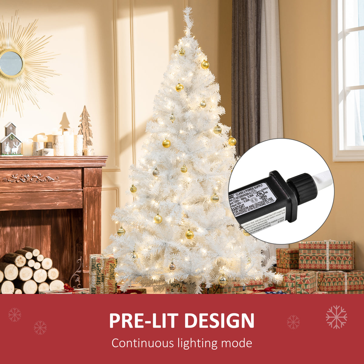 Pre-Lit Artificial Christmas Tree 6 ft
