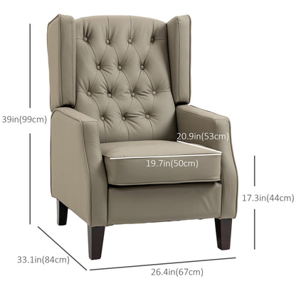 Sillón auxiliar de cuero sintético con relleno grueso — caqui