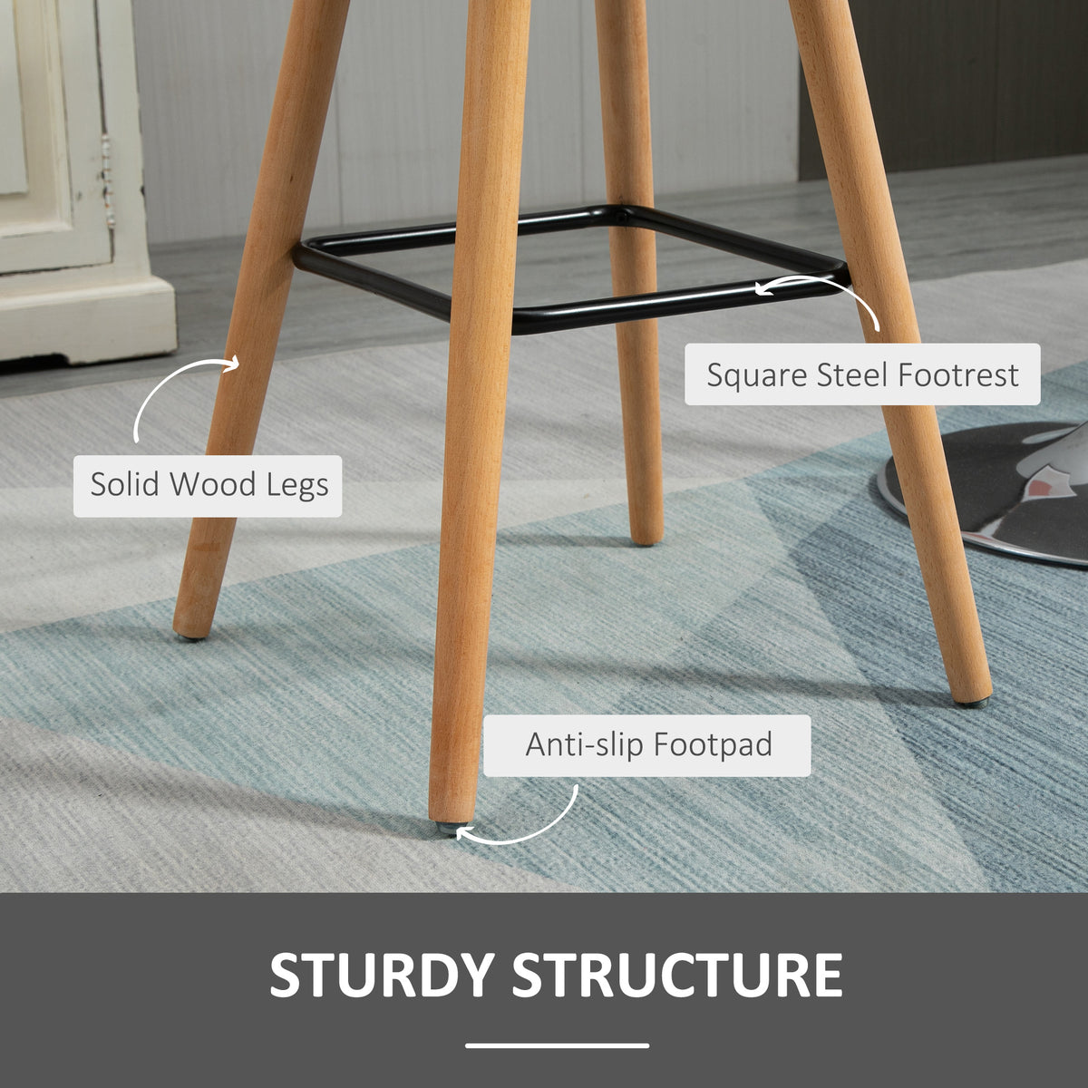 Upholstered Bar Stools Set of 2, 38 Inch