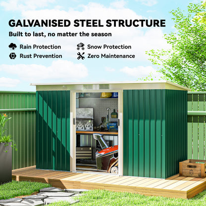 Galvanized Steel Garden Shed with Double Sliding Doors