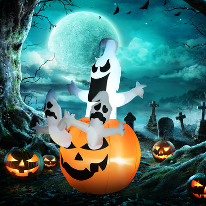 Decoración inflable de Halloween de 6 pies con calabaza, fantasmas y LED