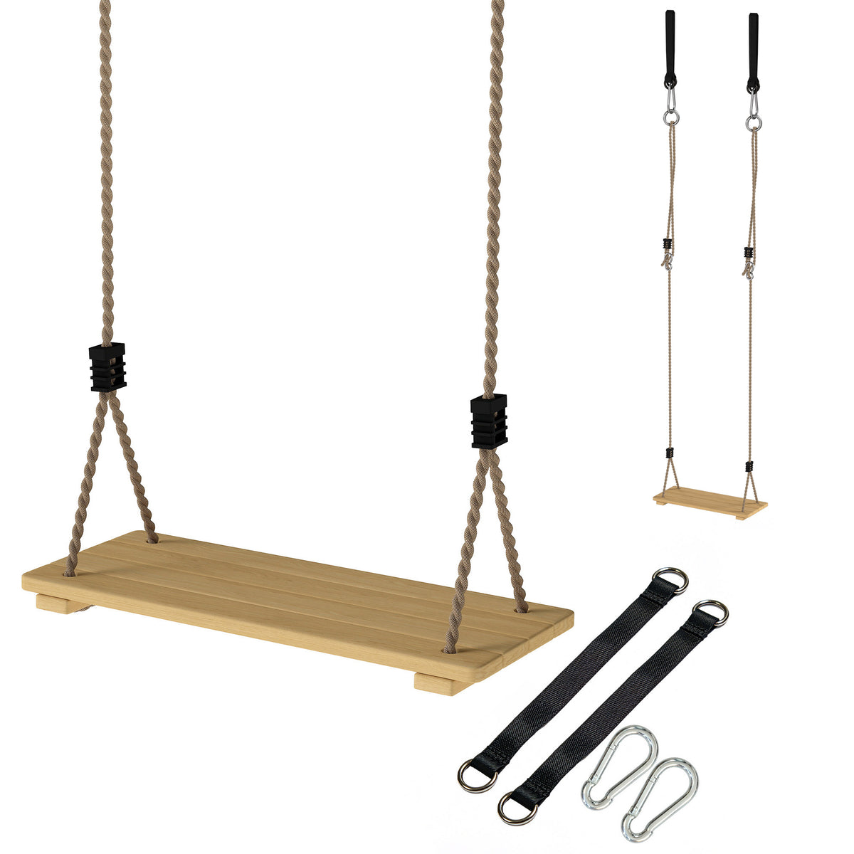 Wooden Swing Seat with Adjustable Ropes for Kids